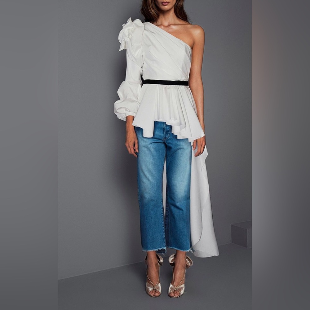 🎉HOST PICK TWICE🎉 NWT JOHANNA ORTIZ One-Shoulder Asymmetrical Top Sz M/US 6